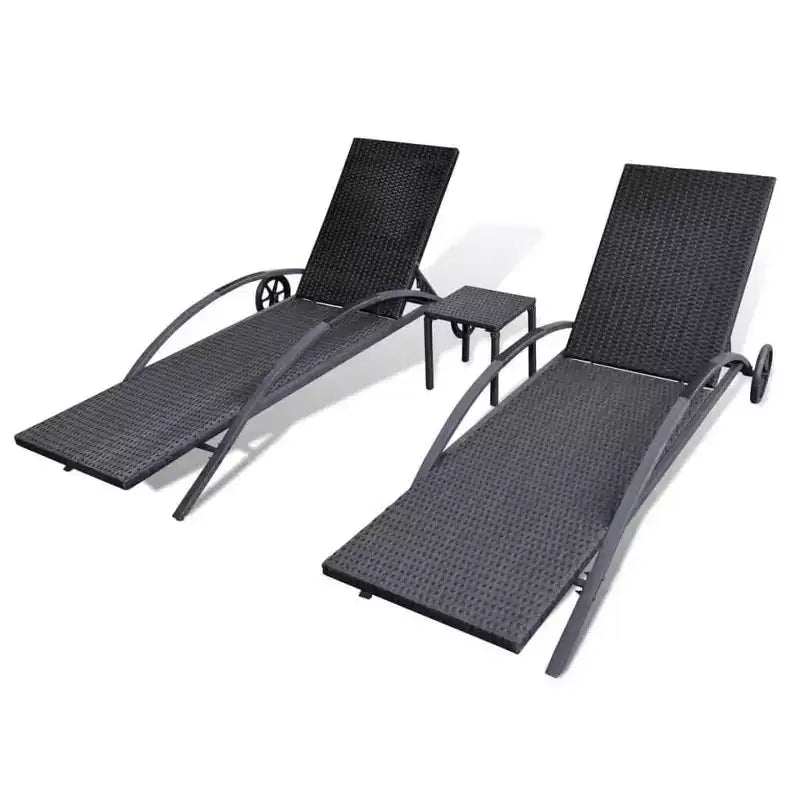 Chaise longue d'extérieur, bain de soleil de terrasse, rotin en polyéthylène