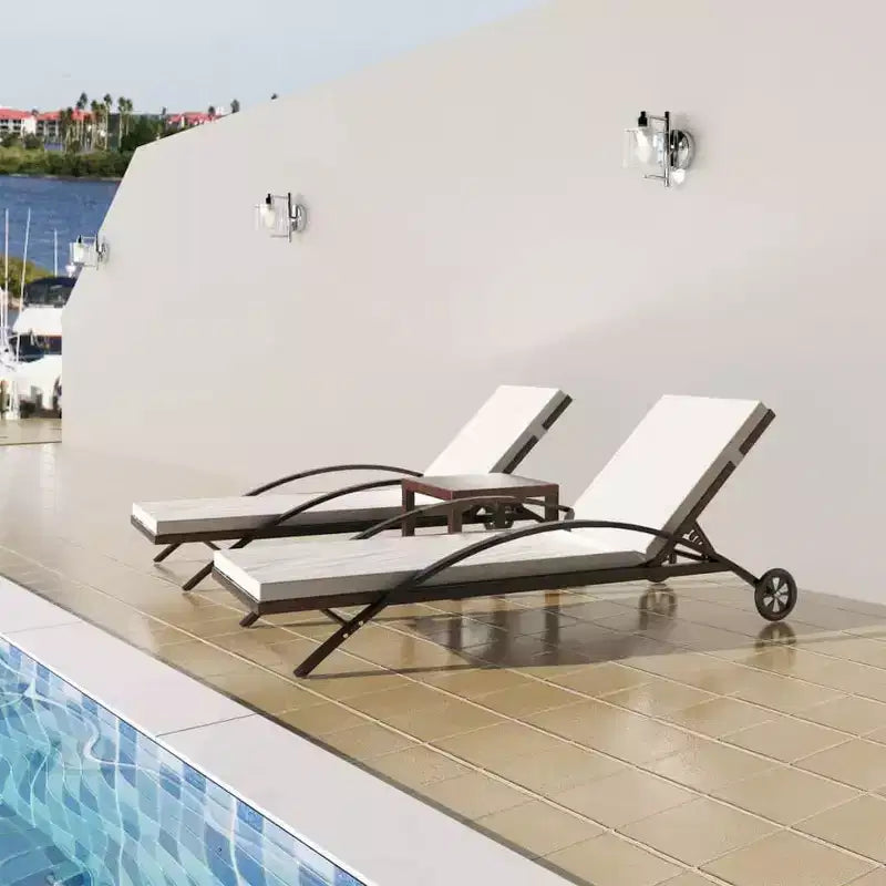 Chaise longue d'extérieur, bain de soleil de terrasse, rotin en polyéthylène