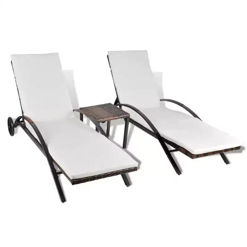 Chaise longue d'extérieur, bain de soleil de terrasse, rotin en polyéthylène