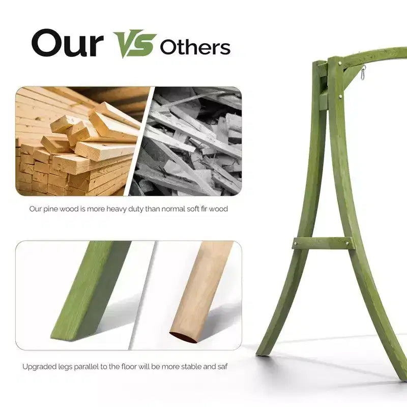 Support de balançoire de patio en bois vert