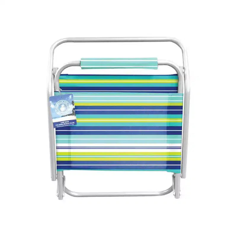 Chaise de plage portable basse en acier Caribbean Joe pour l'extérieur - Rayures citron vert