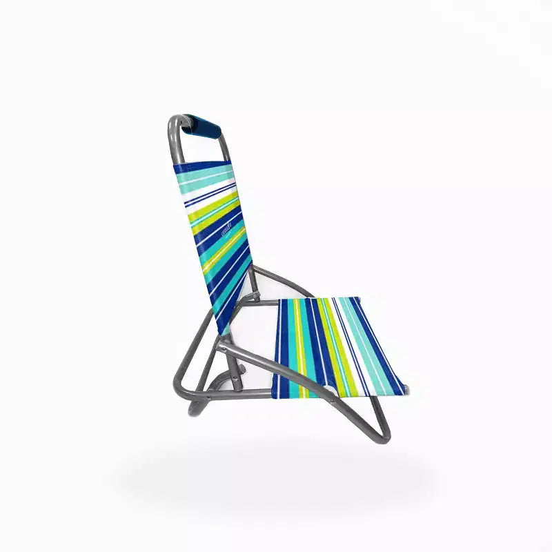 Chaise de plage portable basse en acier Caribbean Joe pour l'extérieur - Rayures citron vert