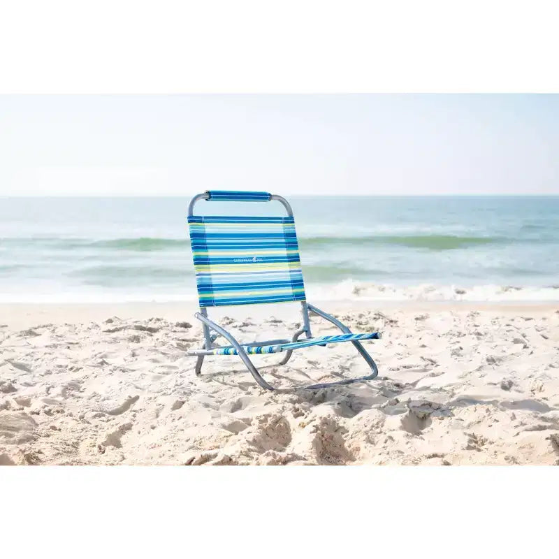 Chaise de plage portable basse en acier Caribbean Joe pour l'extérieur - Rayures citron vert