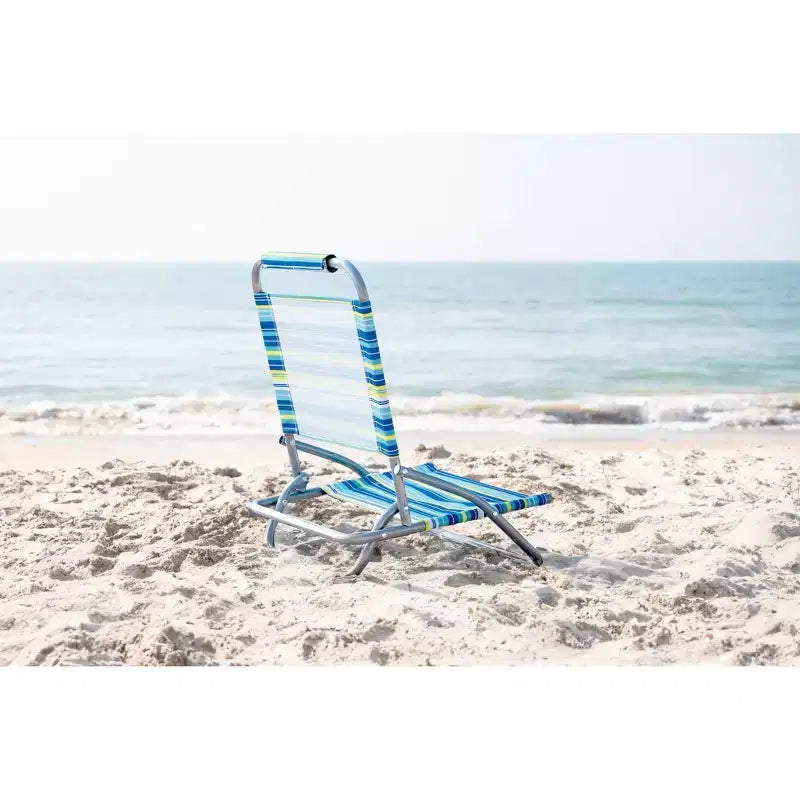 Chaise de plage portable basse en acier Caribbean Joe pour l'extérieur - Rayures citron vert