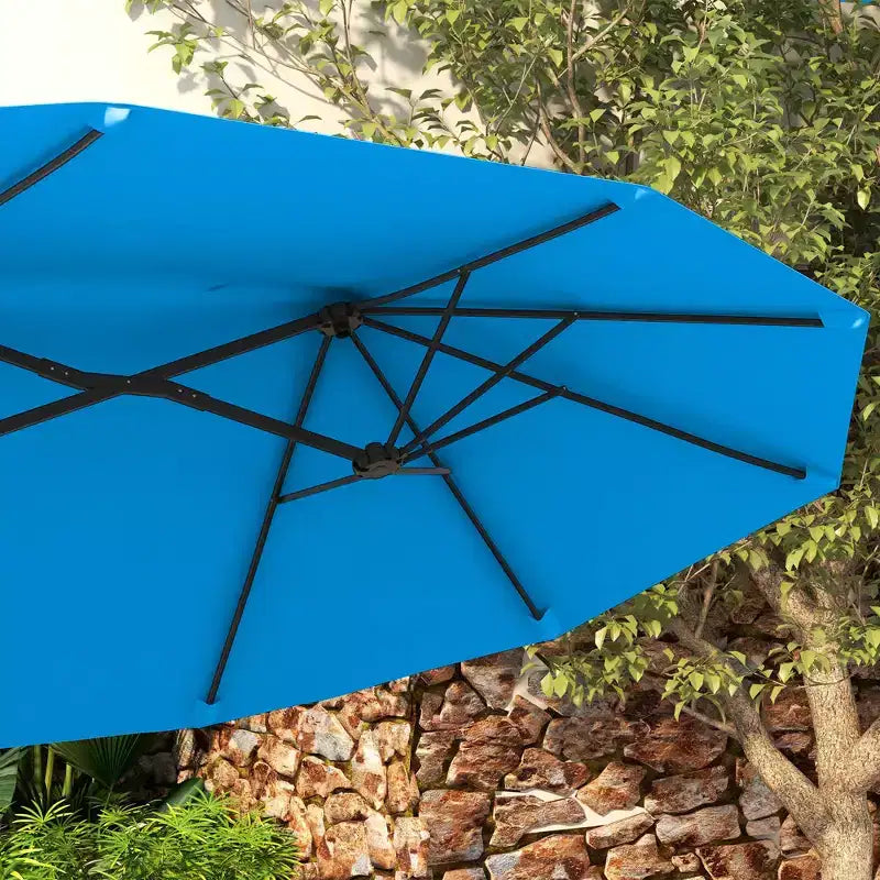 Parasol double face avec 3 aérations, inclinaison et manivelle