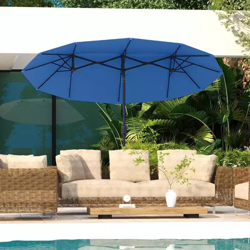Parasol double face avec 3 aérations, inclinaison et manivelle
