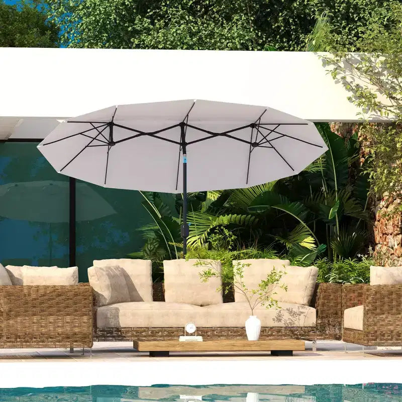 Parasol double face avec 3 aérations, inclinaison et manivelle