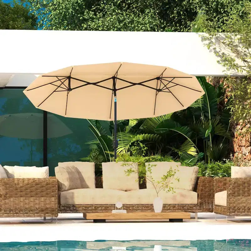 Parasol double face avec 3 aérations, inclinaison et manivelle
