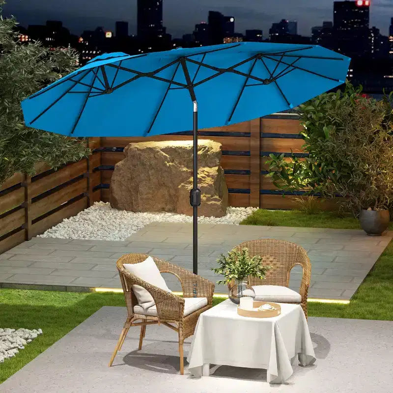 Parasol double face avec 3 aérations, inclinaison et manivelle