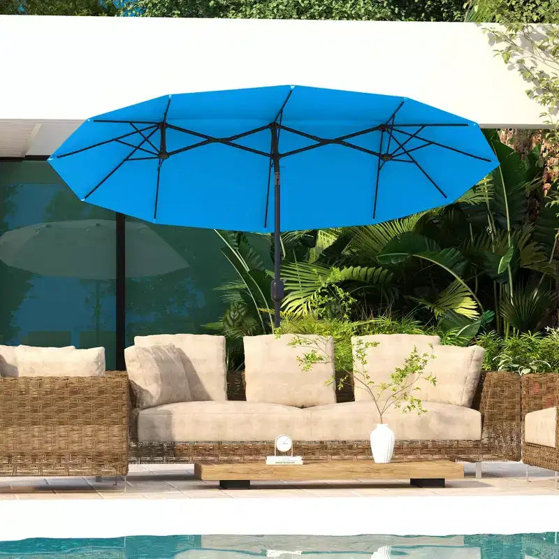 Parasol double face avec 3 aérations, inclinaison et manivelle