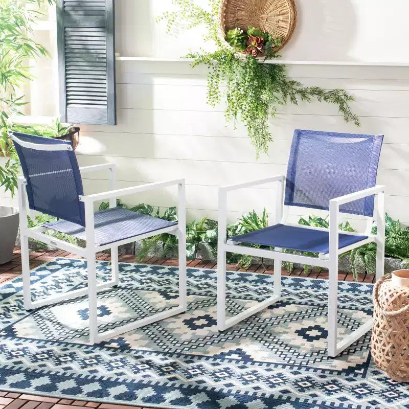 Chaises Neval (lot de 2) - Intérieur/Extérieur - Bleu/Blanc