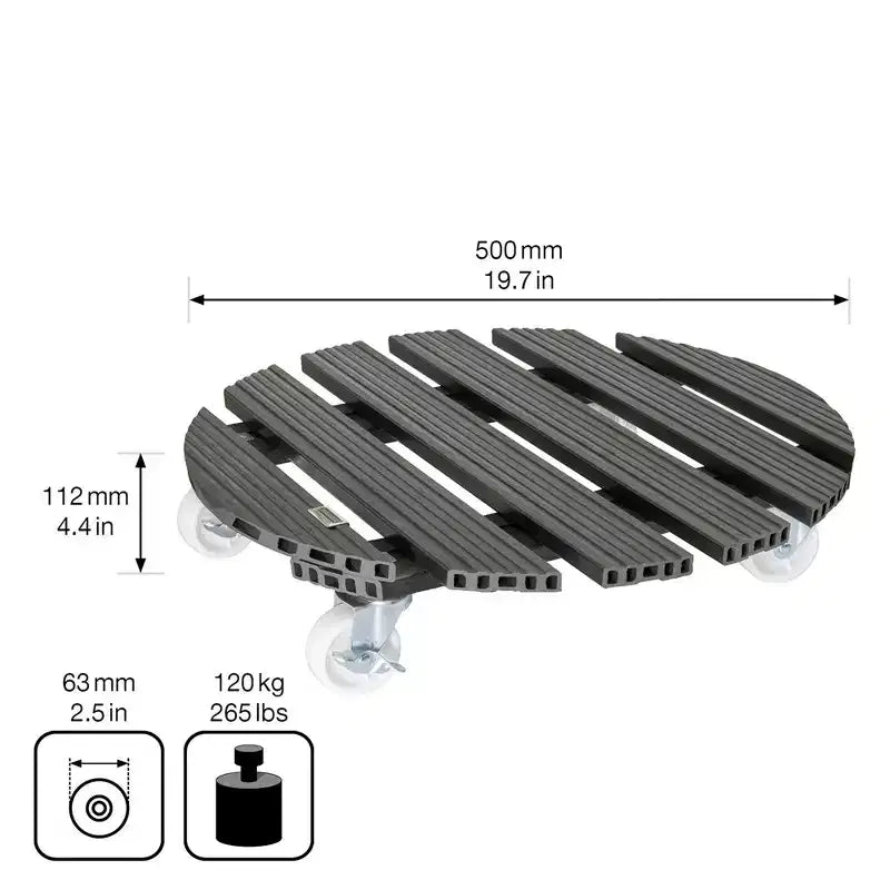Support roulant rond pour plantes