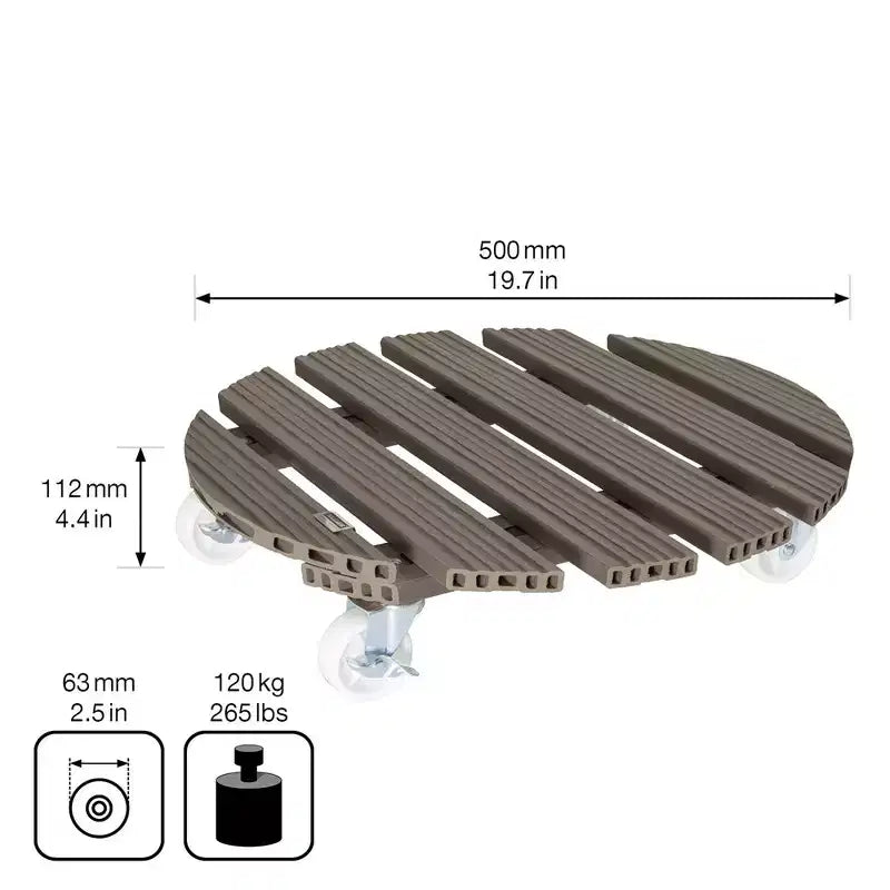 Support roulant rond pour plantes