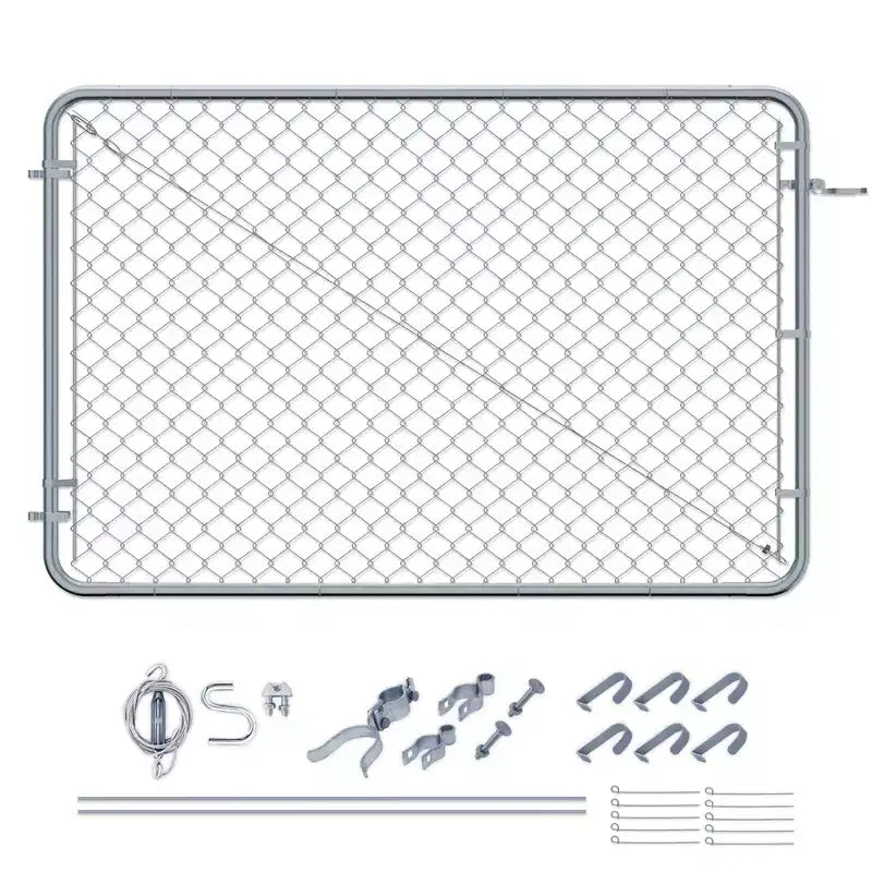 Adjust-A-Gate Fit-Right Chain Link Fence Walk-Through Gate Kit, Metal Fencing Gate with Round Corner Frame