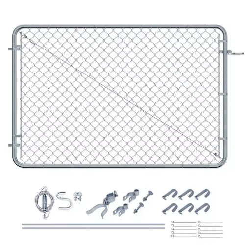 Adjust-A-Gate Fit-Right Chain Link Fence Walk-Through Gate Kit, Metal Fencing Gate with Round Corner Frame