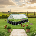 Jardinière surélevée en acier galvanisé de 30 cm avec couvercle, idéale pour le jardinage et la culture de fleurs.